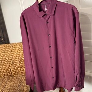 Elegant Michael Stranahan Men's Burgundy Button-Down Shirt, M, 33/34 15-15.5